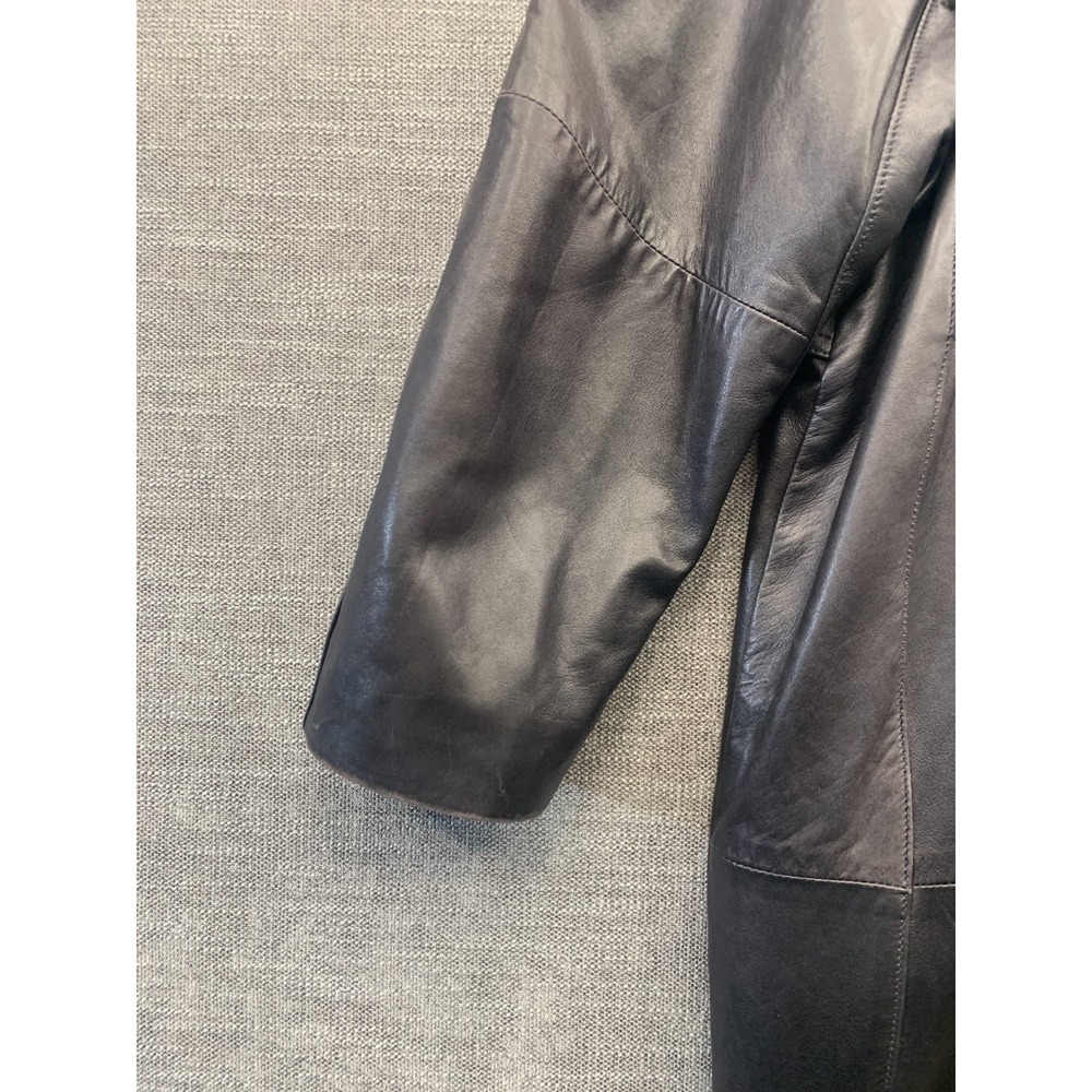 Vintage Reed Sportswear Trench Coat Womens Black Leather Flap Detail Made in USA - Picture 15 of 16